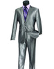 Mens Modern Fit Shiny Sharkskin Suit in Silver Grey
