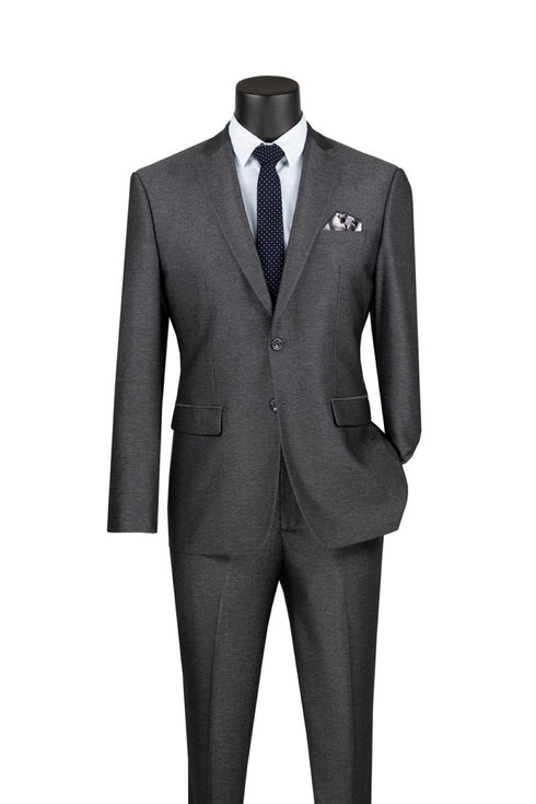 Men's Slim Fit 2 Piece Suit Single Breasted 2 Button Design Smoke