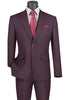 Slim Fit 2 Piece Suit Burgundy Glen Plaid Pattern Matching Pants