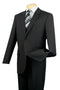 Mens Modern Fit 2 Button No Pleated Flat Front Pants Pinstripe Suit in Black