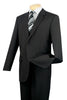 Mens Modern Fit 2 Button No Pleated Flat Front Pants Pinstripe Suit in Black