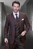 Men's Modern Fit Vested Wool Suit in Copper Plaid