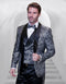 Statement Men's Black Patterned Vested Tuxedo with Bowtie