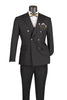 Black Slim Fit Double Breasted 2 Piece Suit with Flexible Elastic Waistband