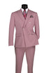 Lilac Slim Fit Double Breasted 2 Piece Suit with Flexible Elastic Waistband