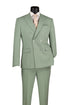 Sage Slim Fit Double Breasted 2 Piece Suit with Flexible Elastic Waistband