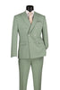 Sage Slim Fit Double Breasted 2 Piece Suit with Flexible Elastic Waistband