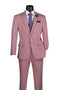 Slim Fit 2 Piece Suit Stretch Fabric Suit with Adjustable Waistband in Pink
