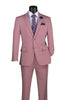 Slim Fit 2 Piece Suit Stretch Fabric Suit with Adjustable Waistband in Pink
