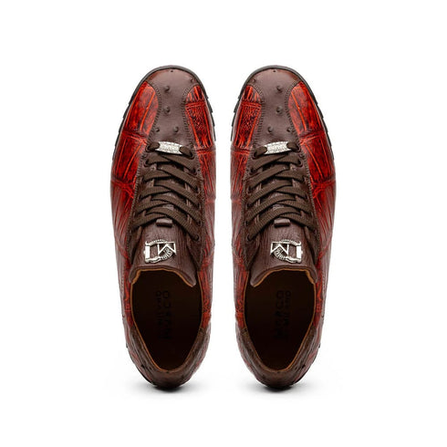 Marco Di Milano Saulo Men's Shoes Cognac Exotic Ostich / Alligator Casual Sneakers