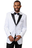 All White Mens Tuxedo - Wedding Suit - Mens Two Button Peak Lapel Tuxedo In White & Black
