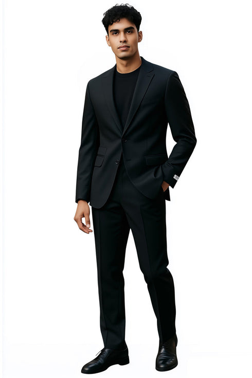 Men's Stacy Adams Basic Slim Fit Wedding & Business Suit in Black