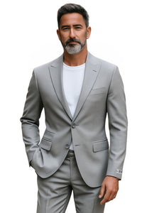 Men's Stacy Adams Basic Slim Fit Wedding & Business Suit in Light Grey