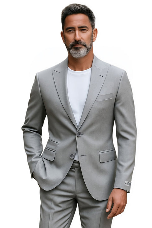 Men's Stacy Adams Basic Slim Fit Wedding & Business Suit in Light Grey