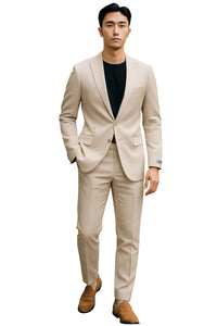 Men's Stacy Adams Basic Slim Fit Wedding & Business Suit in Tan