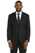 Stacy Adams Modern Fit Black Suit – Vested Tonal Shadow Pinstripe Style