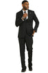Stacy Adams Modern Fit Black Suit – Vested Tonal Shadow Pinstripe Style