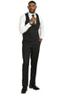 Men's Stacy Adams Modern Fit Vested Suit in Black Tonal Shadow Pinstripe