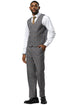 Men's Stacy Adams One Button Peak Lapel Suit With Double Breasted Vest in Grey Glen Plaid