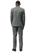 Men's Stacy Adams One Button Vested Peak Lapel Suit in Grey Glen Plaid