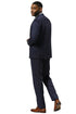 Men's Stacy Adams One Button Vested Peak Lapel Suit in Navy Glen Plaid