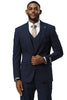 Men's Stacy Adams One Button Peak Lapel Vested Sharkskin Suit in Navy