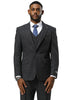 Men's Stacy Adams One Button Peak Lapel Vested Sharkskin Suit in Charcoal
