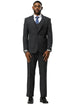 Men's Stacy Adams One Button Peak Lapel Vested Sharkskin Suit in Charcoal