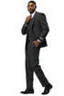 Men's Stacy Adams One Button Peak Lapel Vested Sharkskin Suit in Charcoal