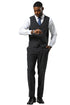 Men's Stacy Adams One Button Peak Lapel Vested Sharkskin Suit in Charcoal