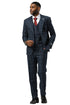 Men's Stacy Adams Modern Fit Vested Suit in Navy Blue Double Windowpane Plaid