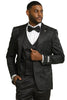 Men's Stacy Adams Shiny Brocade Wedding & Prom Tuxedo with Double Breasted Vest in Black