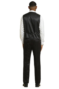 Men's Stacy Adams Shiny Brocade Wedding & Prom Tuxedo with Double Breasted Vest in Black
