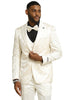 Men's Stacy Adams Shiny Brocade Wedding & Prom Tuxedo with Double Breasted Vest in Ivory