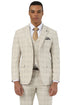 Men's Designer Stacy Adams Vested Glen Plaid Suit in Beige