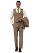 Men's Designer Stacy Adams Vested Glen Plaid Suit in Brown
