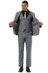 Men's Designer Stacy Adams Vested Glen Plaid Suit in Grey & Orange