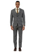 Men's Designer Stacy Adams Vested Glen Plaid Suit in Charcoal & Brown