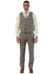 Men's Stacy Adams Two Button Wide Notch Lapel Vested Suit in Brown Glen Plaid