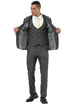Men's Stacy Adams One Button Peak Lapel Vested Suit in Black Sharkskin Windowpane