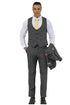 Men's Stacy Adams One Button Peak Lapel Vested Suit in Black Sharkskin Windowpane
