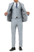 Stacy Adams - 3 Piece Hybrid Fit Notch Lapel Suit in Light Blue