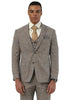 Men's Designer Stacy Adams Vested Suit in Light Brown Sharkskin Weave