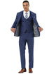 Men's Designer Stacy Adams Vested Suit in Indigo Blue Sharkskin Weave