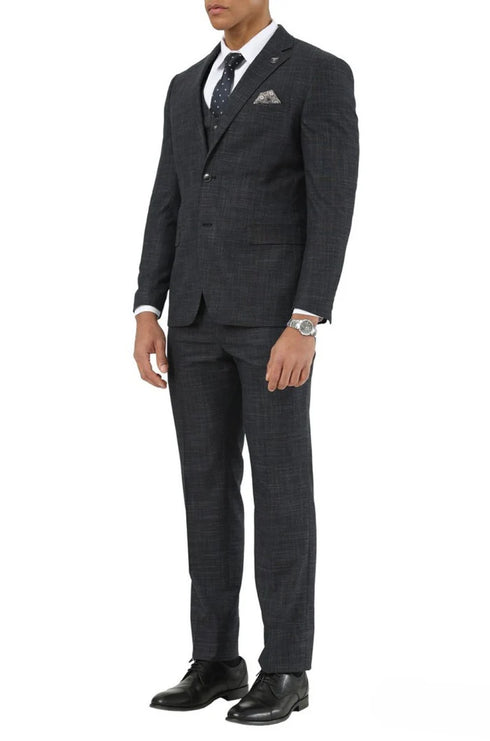Stacy Adams - 3 Piece Hybrid Fit Notch Lapel Suit in Black