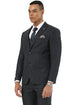 Men's Designer Stacy Adams Vested Suit in Black Sharkskin Weave