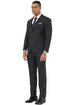 Men's Designer Stacy Adams Vested Suit in Black Sharkskin Weave