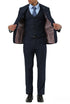 Stacy Adams - 3 Piece Hybrid Fit Notch Lapel Suit in Navy