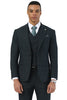 Men's Stacy Adams One Button Peak Lapel Vested Suit in Dark Hunter Green Plaid
