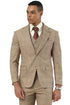 Men's Stacy Adams Vested Sharkskin Pattern Business Suit in Tan